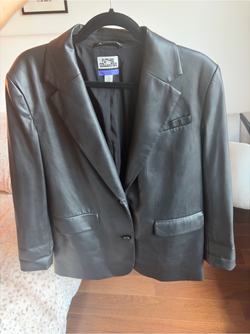 Future Collective Black Faux Leather Blazer